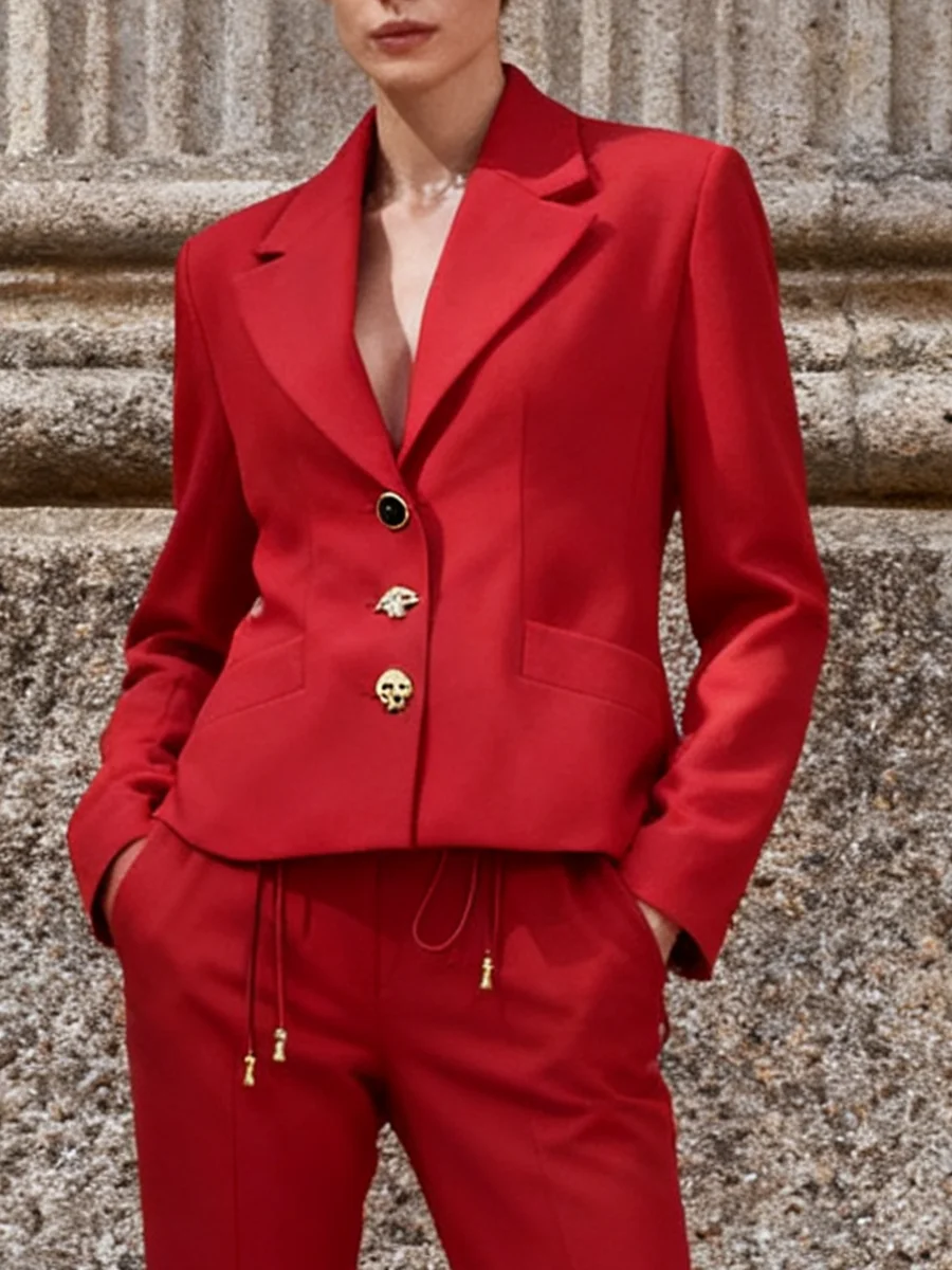 VGH Solide Temperament Vintage Abnehmen Jacken Für Frauen V-ausschnitt Langarm Verstärktes Taste Herbst Casual Jacke Weibliche Mode