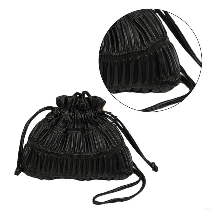 

Pleated Crossbody Bag Large Capacity Shoulder Bag for Girl Women PU Tote Bag 20CA