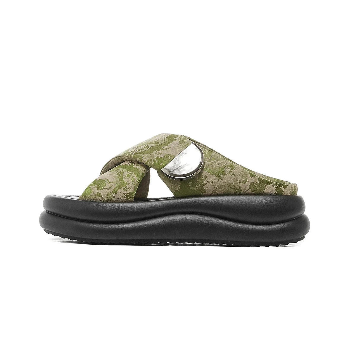 PARIS FASHION WEEK modello ricamato a mano piatto 5cm pantofole regolabili più alte in pelle estate lusso donna Slip-on sandalo