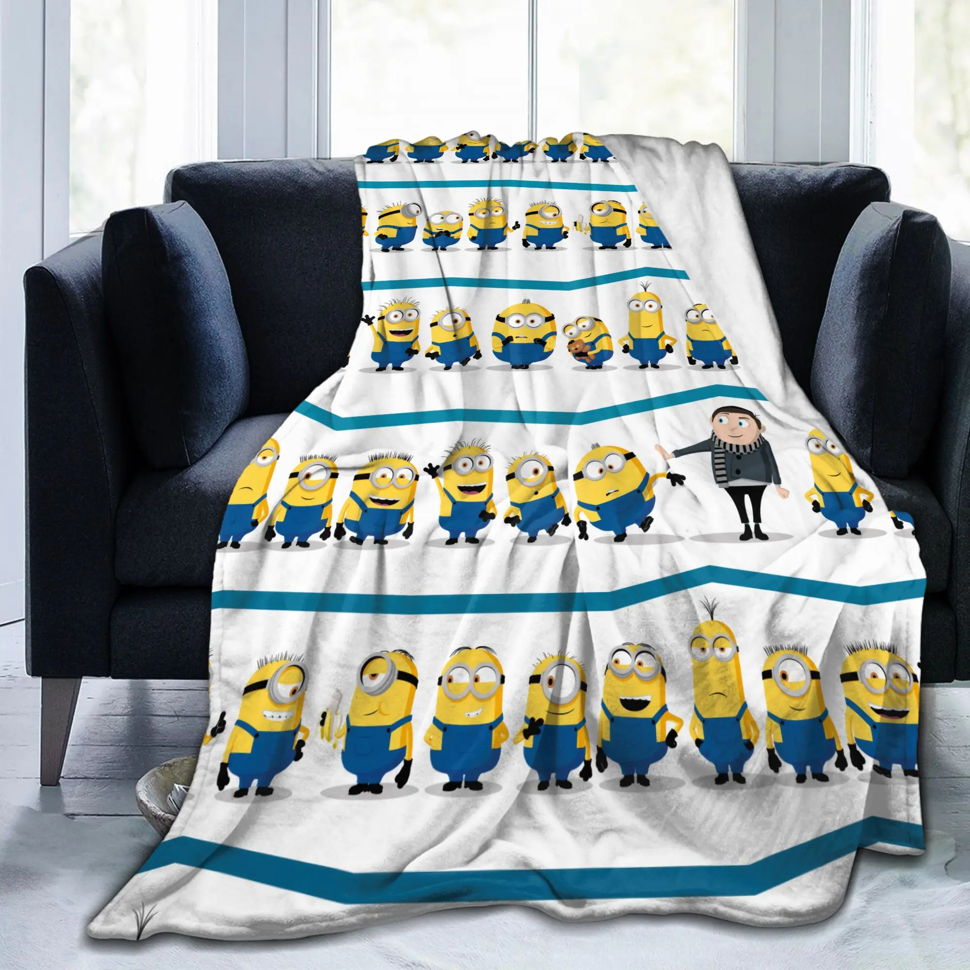 The Rise of Gru M-Minions-s Line Blanket Fleece  Winter  Portable Lightweight Throw Blankets for Sofa Office Bedspreads