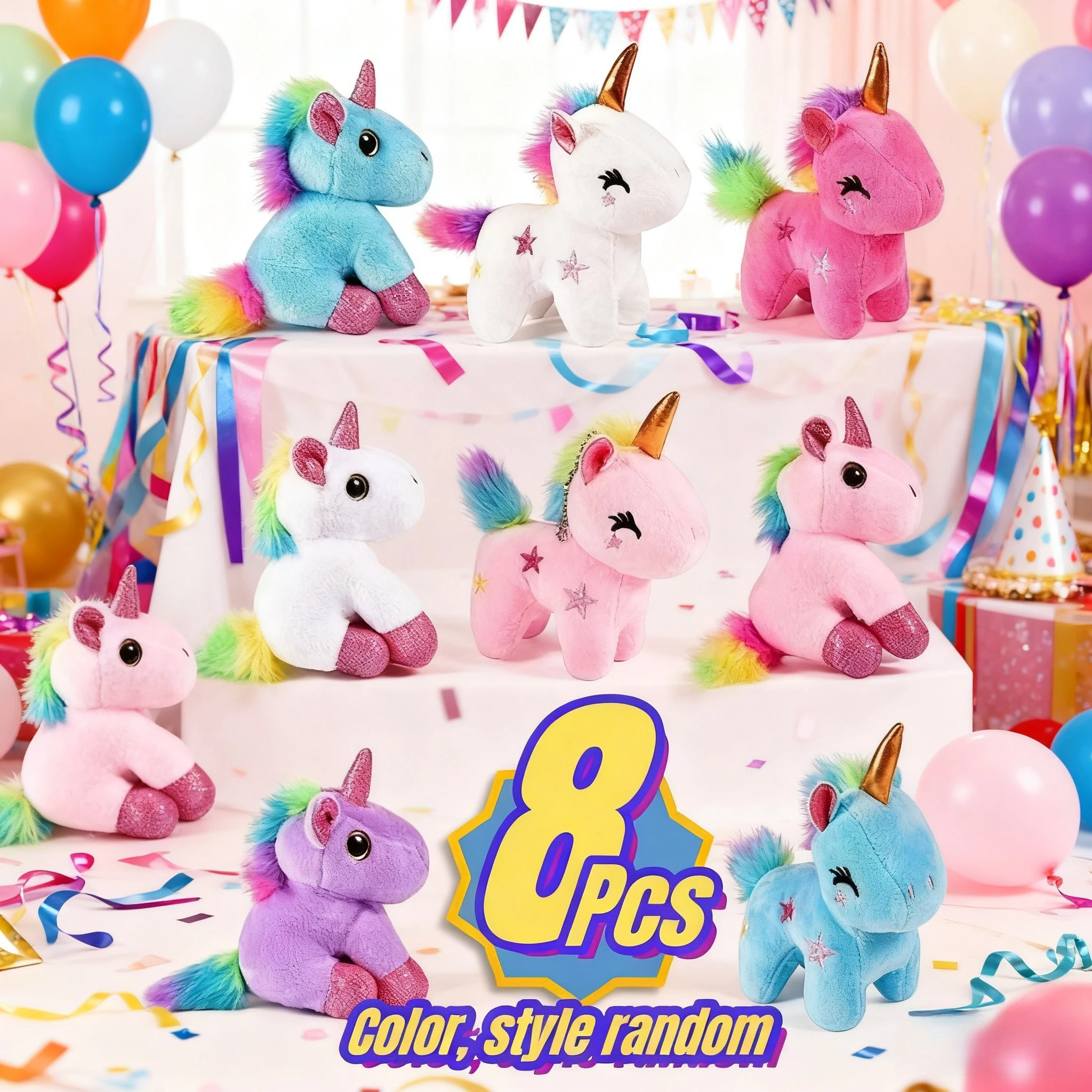 

8 Pcs Mini Plush Unicorn Stuffed Animals Unicorn Party Favor Bulk Toys Assortment 4.1 Inch Keychain for Goodie Bag Stocking Stuf