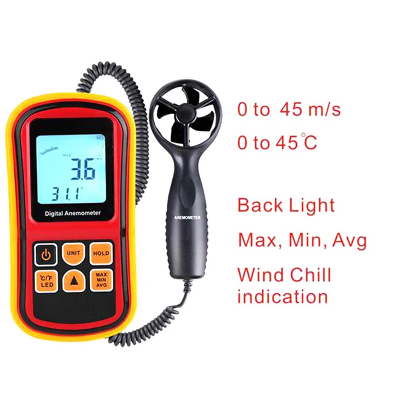 

B04B-Wind Meter Измеритель ветра Термометр Цифровой анемометр Датчик скорости ветра Анемометр