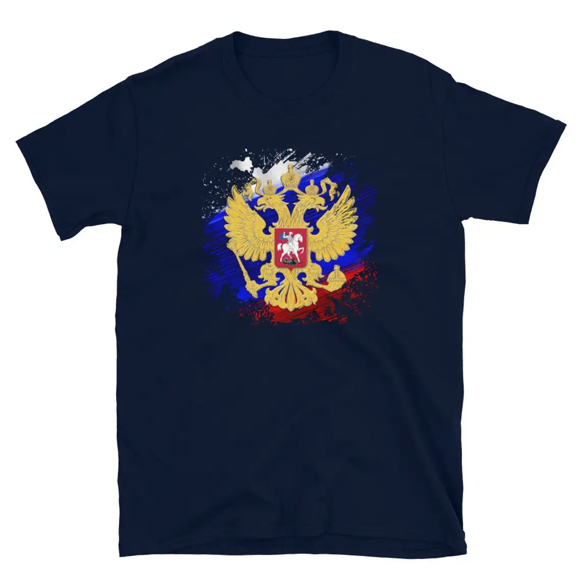 Vintage Style Russian Flag Double-headed Eagle Badge T-Shirt New 100% Cotton Short Sleeve O-Neck Casual Mens T-shirt Streetwear