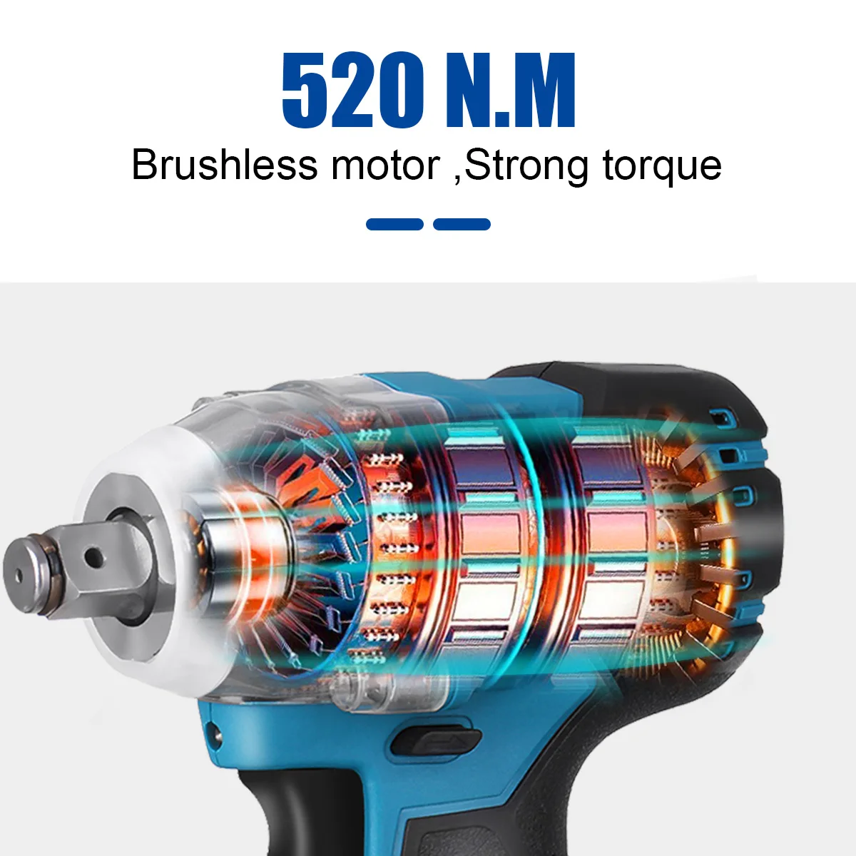 Drillpro 520NM Torque Brushless Electric Impact Wrench 1/2 inch Cordless Wrench Screwdriver Power Tools For Makita 18V Battery