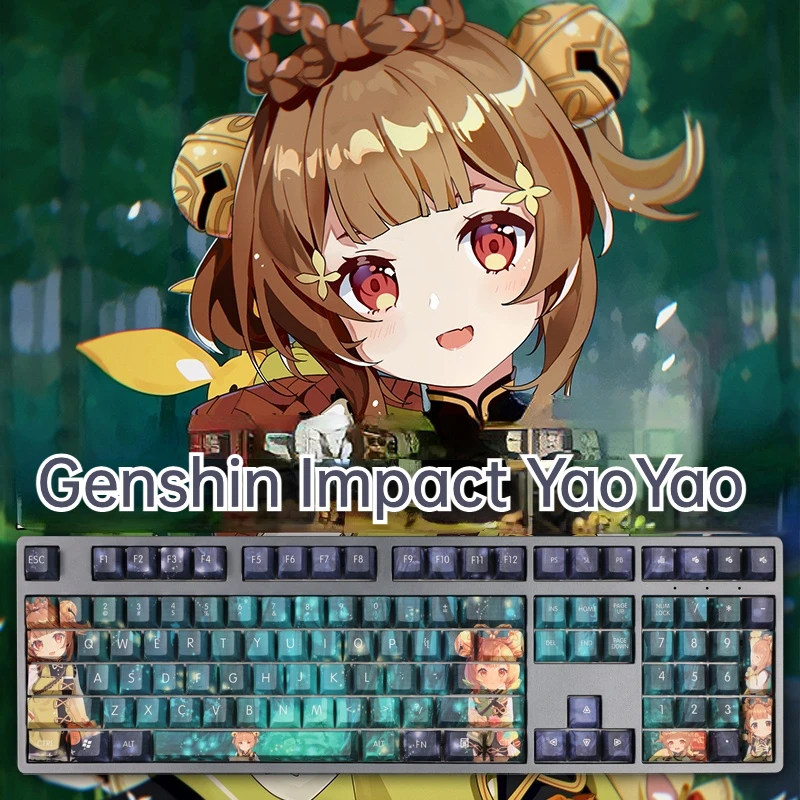 108 Phím Genshin Tác Động Yaoyao Chơi Game Keycaps PBT, Anh Đào Hồ Sơ Keycaps Cho 61/87 /104/108 Bàn Phím Cơ