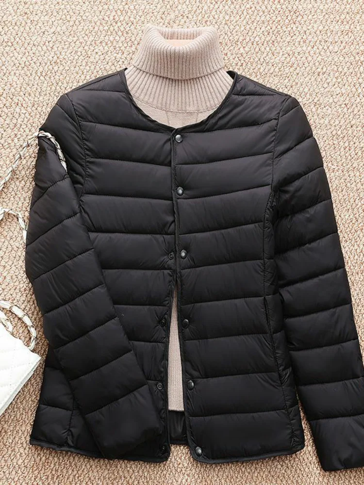 เสื้อโค้ทผ้าฝ้ายน้ำหนักเบาแบบใหม่สำหรับผู้หญิง ทรงวี คอตตอนสองด้าน ใส่เป็นเสื้อคลุมด้านในได้ เหมาะสำหรับฤดูใบไม้ร่วงและฤดูหนาว