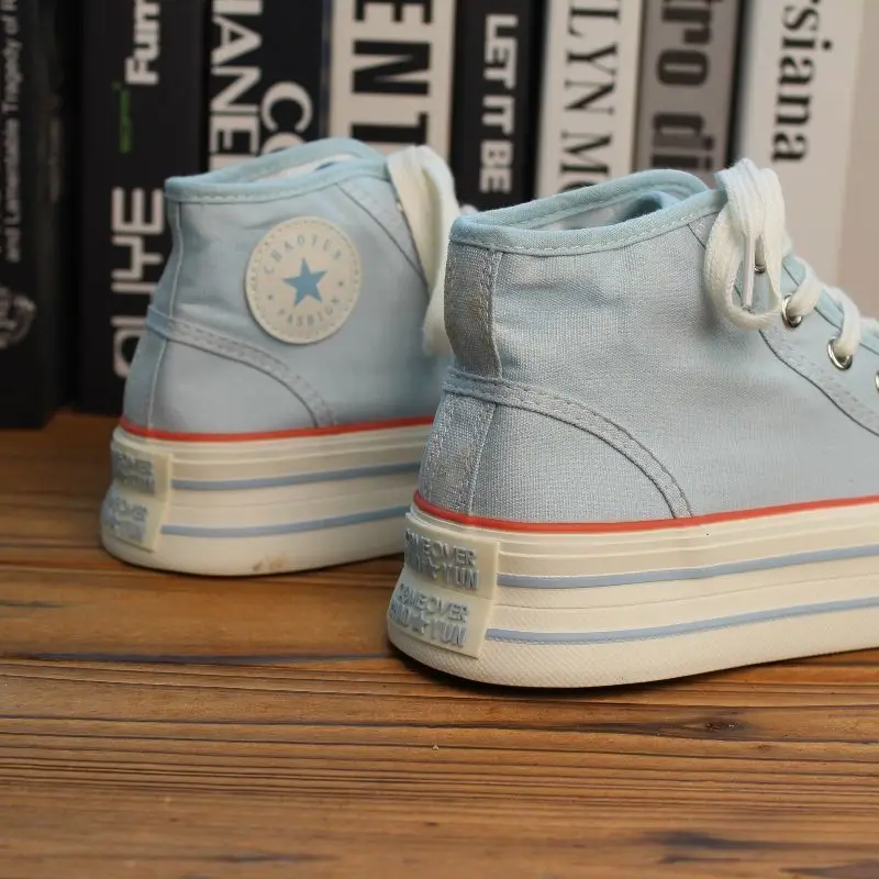 New Pink Classic Canvas Shoes Women School Students Sport Shoes for Woman Casual Vulcanized Shoe Flats High Top Zapatos Mujer
