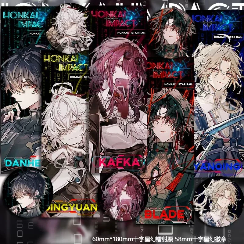 

Game Honkai Star Rail Anime Danheng Jingyuan Yanqing March 7th Laser tickets Badges Halloween Birthday Gifts Secondary