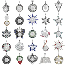 New Snap Button Jewelry Metal 18mm Snap Pendant Necklace Fit 20MM 18MM Snap Buttons Jewelry Pendants for Women