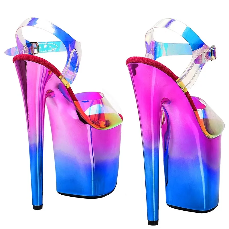 Lady 20cm/ 8inches With Shiny TPU Upper Sexy Starp Small Open Toe Platform High Heel Sandals Pole Dance Shoes 138