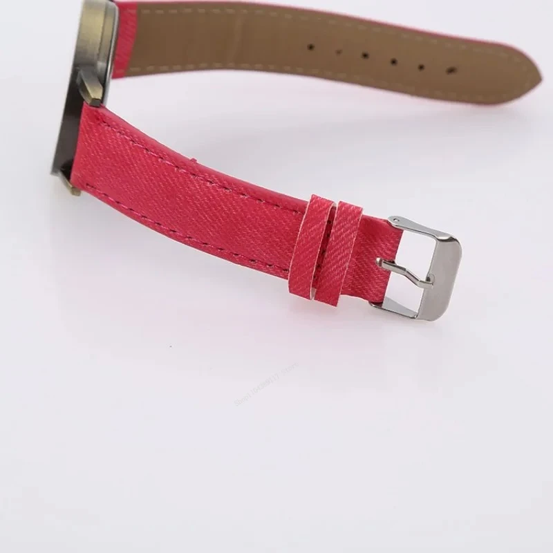 데님 가죽 스트랩 여성용 시계, 학생용 쿼츠 시계, 가죽 밴드, 숙녀 원피스 손목시계, 핫 시계, Relogio Feminino