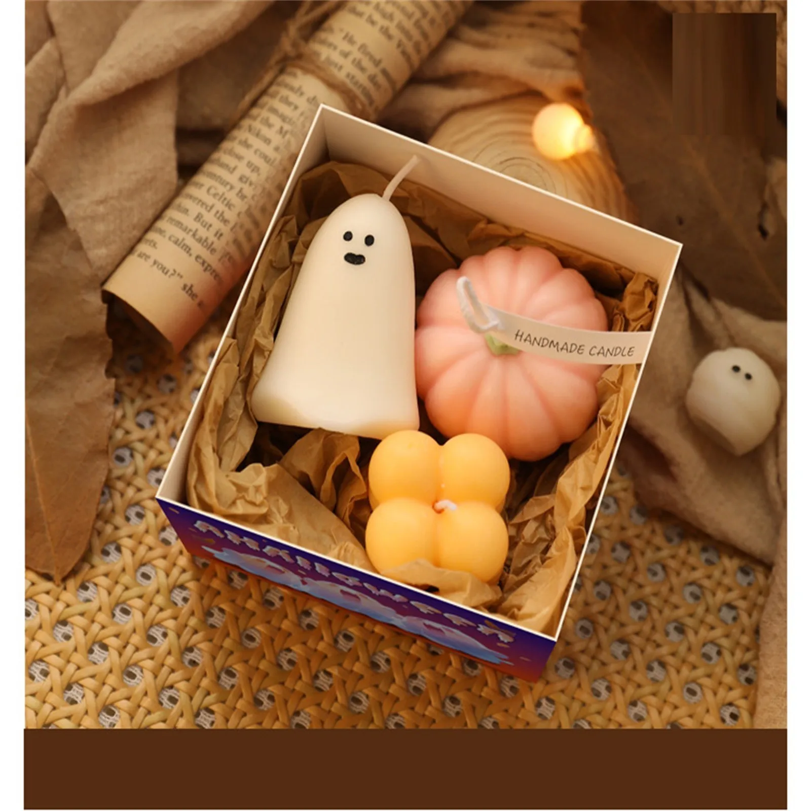 2024 New Halloween Cartoon Pumpkin Ghost Aromatherapy Candle Set Halloween Ornaments