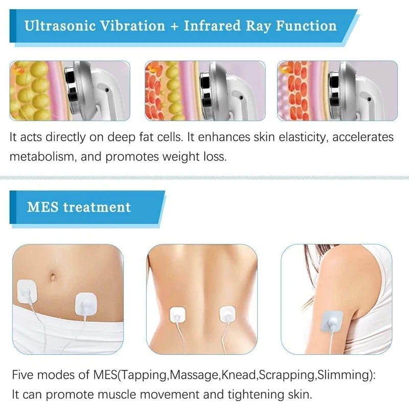 3 in 1 Facial Lifting EMS Infrared Ultrasonic Body Massager Device Ultrasound Slimming Fat Burner Cavitation Face Beauty Machine