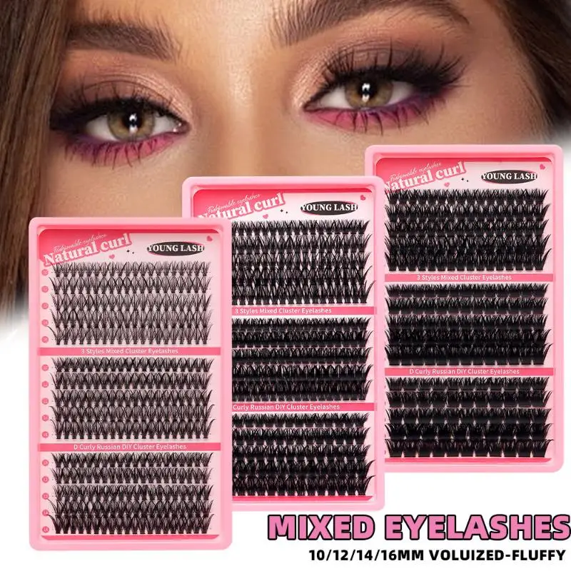 Dense Natural Clusters False Eyelashes Kit 20 Pieces Segmented Clusters Simple Application Lightweight for School or Office Use