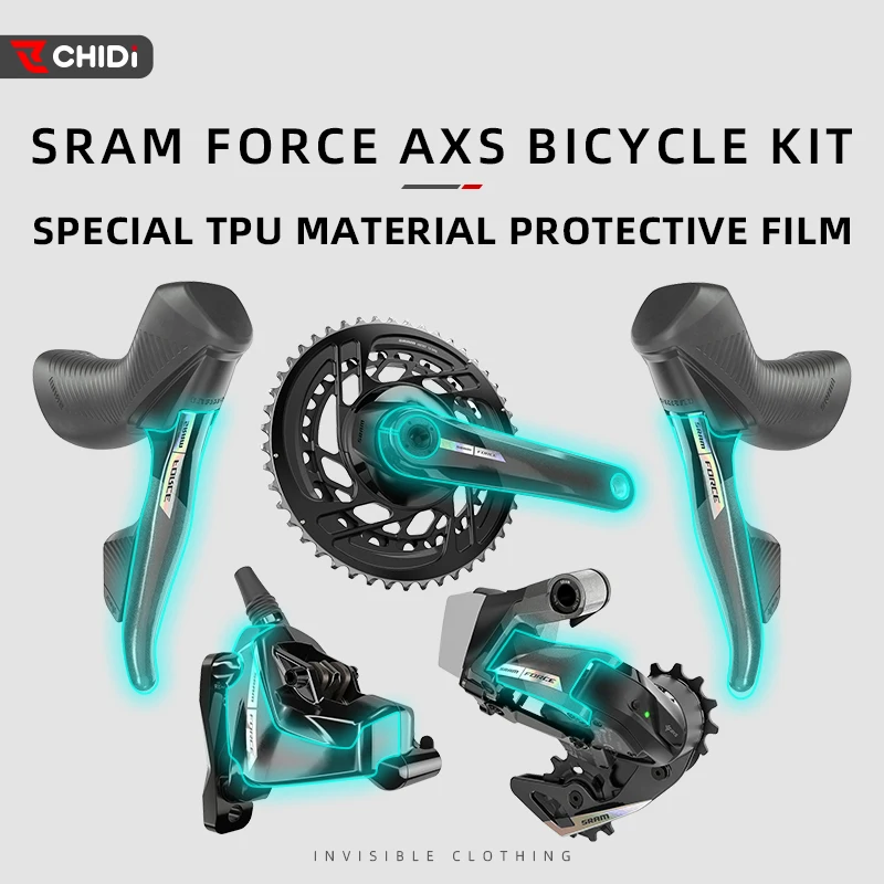 

For SRAM FORCE AXS Groupset - Protective Film, Road/Mountain Bike Crankset Chainring Sticker, Bicycle Accessories