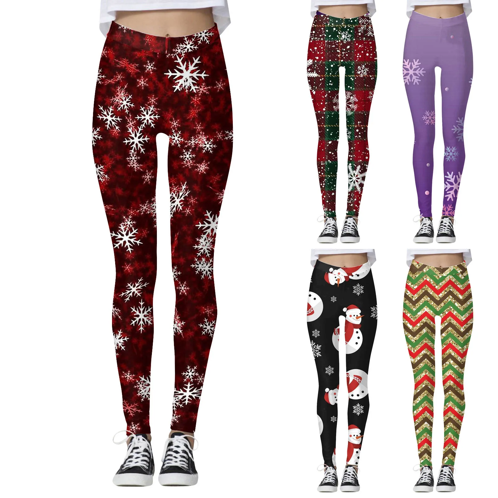 Women Fitness Leggings Christmas Custom Snowman Santa Claus Printed Sportswear Girl High Waist Push Up Leggins Pants Pantalone