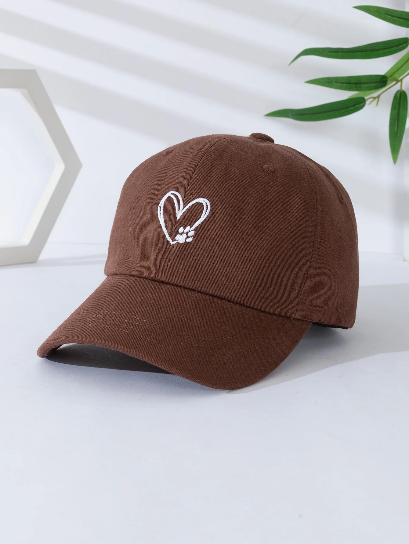 Trendy Apparel Shop Paw Print Heart Love Embroidered Low Profile Soft Baskeball Cap