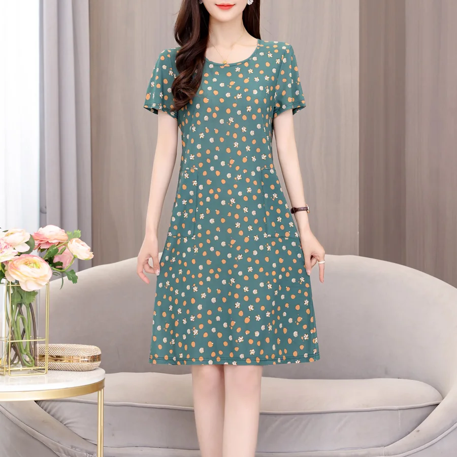 

New women summer print casual o-neck casual short Vestidos Vintage dresses summer thin dress