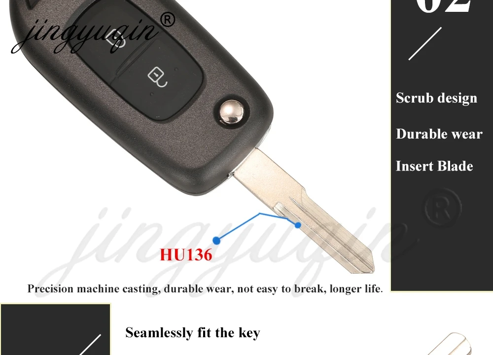 jingyuqin Für Renault Megane 3 Logan2 Kadjar Captur Symbol Dacia Duster Logan Fernbedienung Klappschlüssel Gehäuse 2/3 Tasten – Detail 8