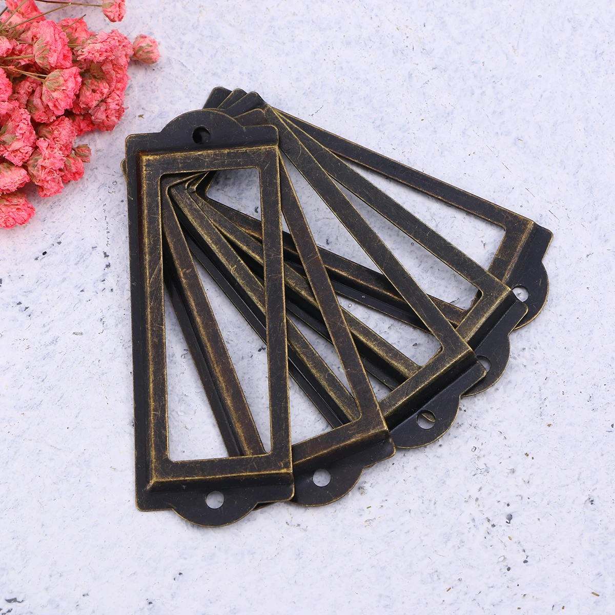 

30 pcs Style Label Pulls Iron Drawer Handles File Cabinet Holders Retro Name Tags for Jewelry Boxes Cupboards