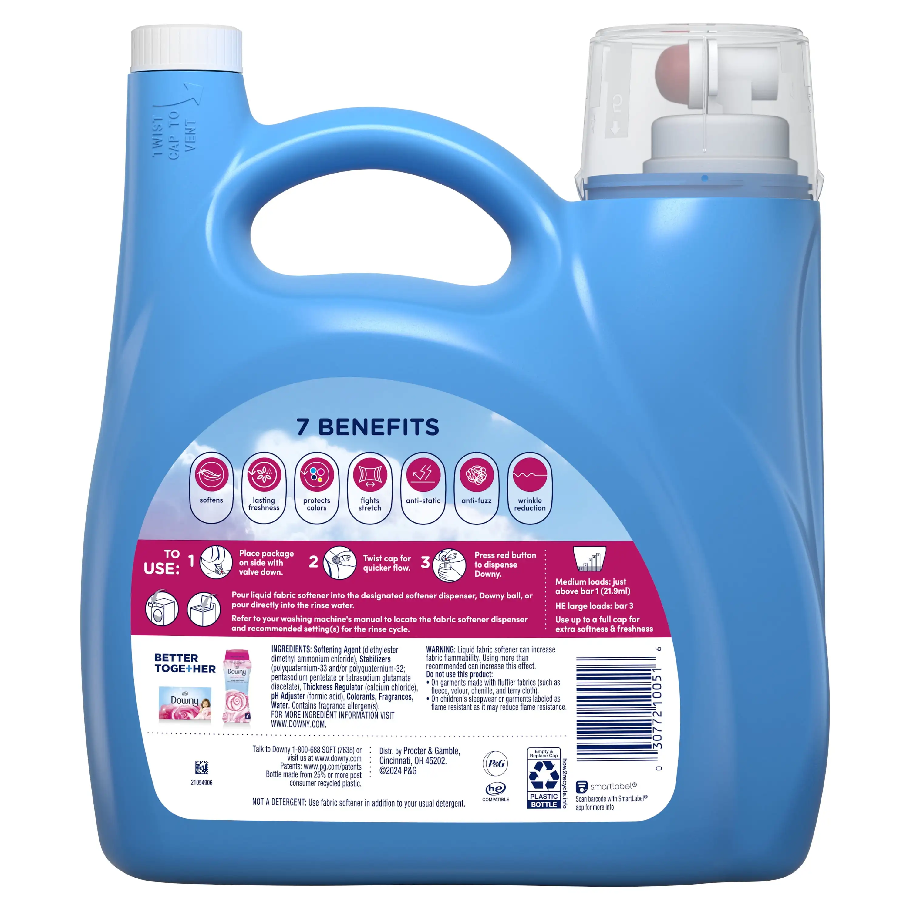 190X Suavizante de tela 140 oz, suavizante de ropa ultra concentrado para ropa sin estática