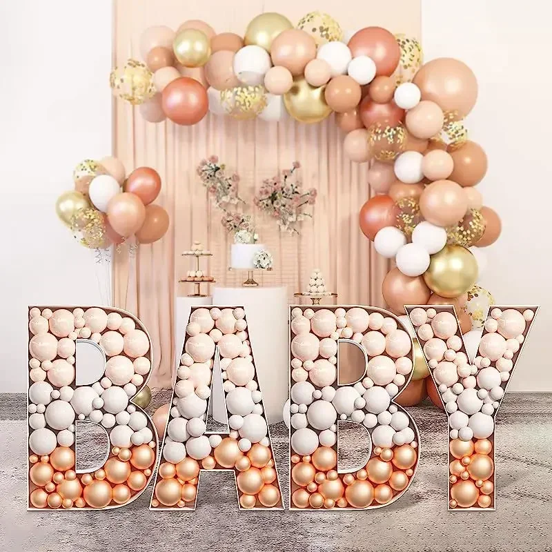 

73/100/120cm Mosaic Balloon Frame Stand Letter A To Z Balloon Filling Box Birthday Wedding Baby Shower Christening Decor Supplie