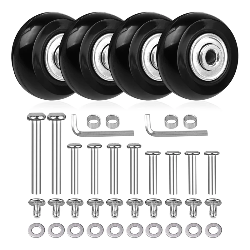 4Pcs Luggage Suitcase Replacement Wheels,Swivel Caster Wheels Bearings Repair Kits Luggage Replacement Wheels