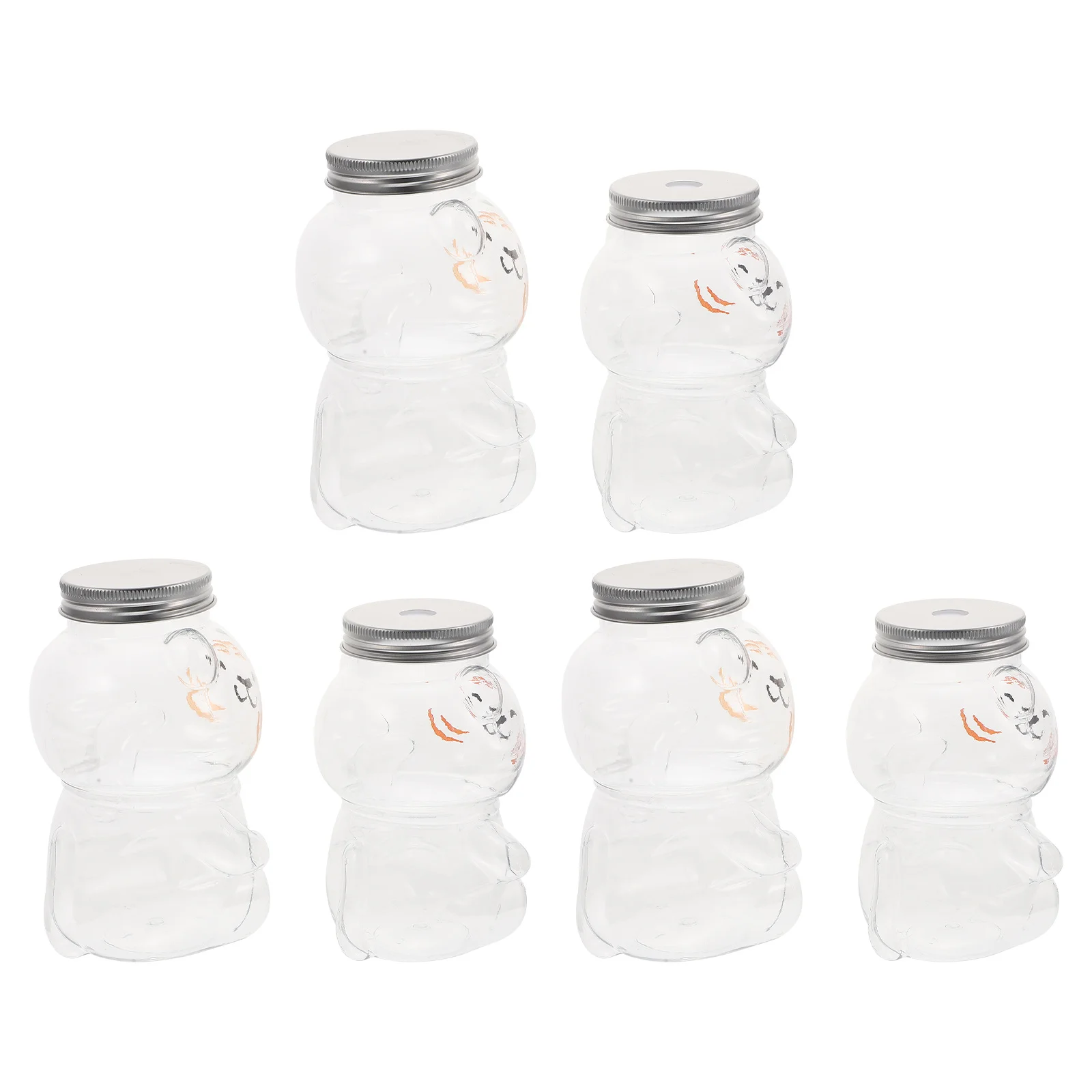 

6Pcs Portable Transparent Tiger Shape Cold Drink Bottles Leak Proof Juice Milk Tea Bottles Creative Beverage Containers Outdoor