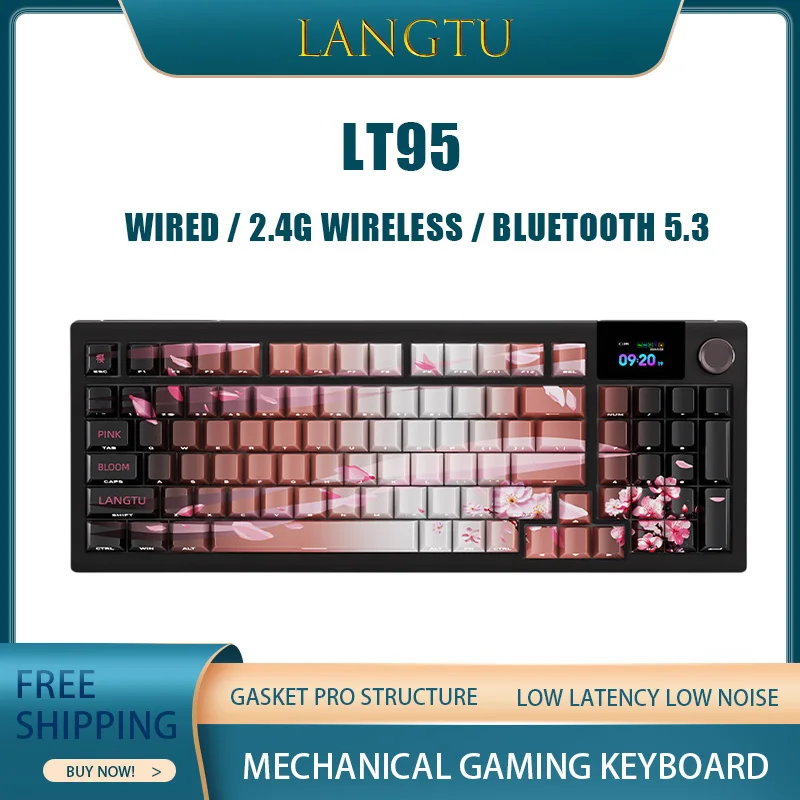 

LANGTU Lt95 Mechanical Gaming Keyboard Gasket Pro Structure Low Latency Low Noise Hot Plug Diy Wired 2.4g Wireless Bluetooth 5.3