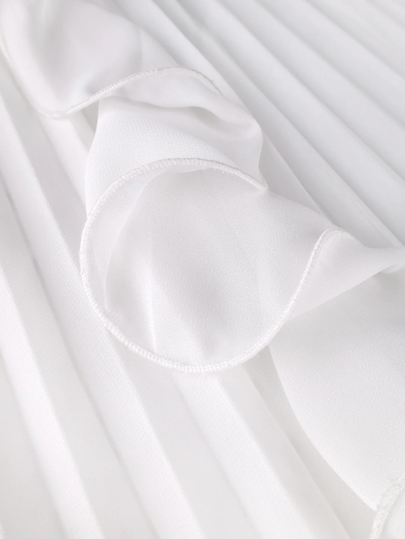 Plus Size Women V-neck Ruffle Jumpsuit White Ruffle Chiffon Wide-leg Rhinestone Belt Pleated Summer Elegant Casual Party Outfit - view 5