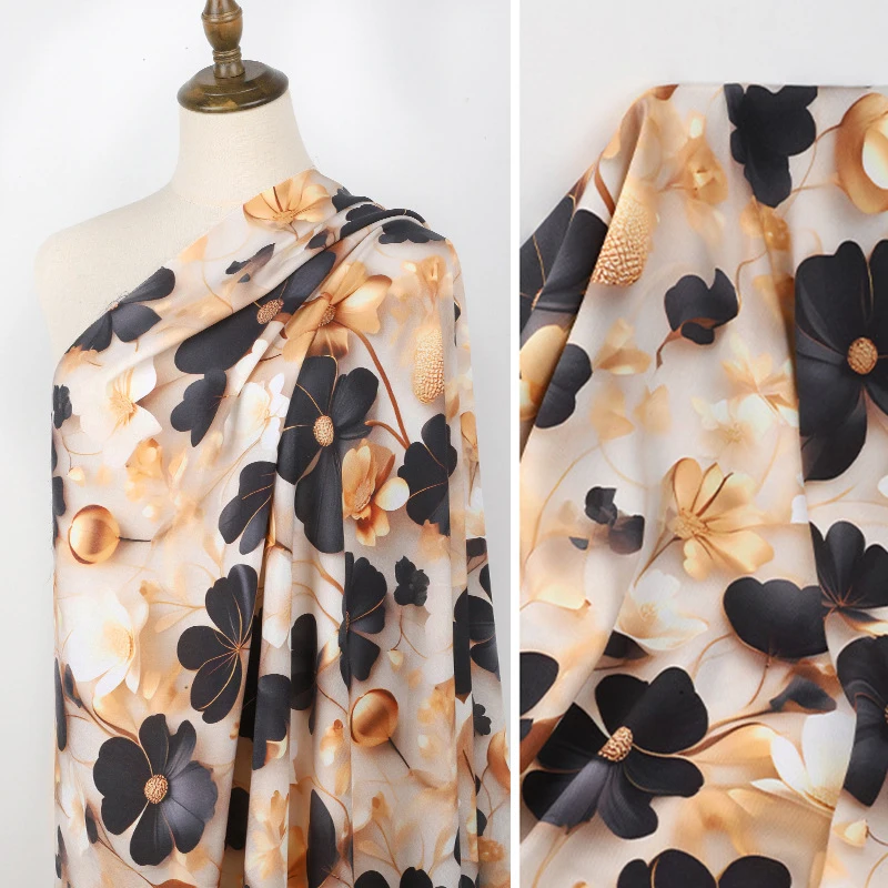 100x140cm 3D-gedruckter Blumen-Rayonstoff DIY Nähen Kleidung Pyjamas Kleider Hosen Nähstoff Weiches Sommermaterial – Detail 6