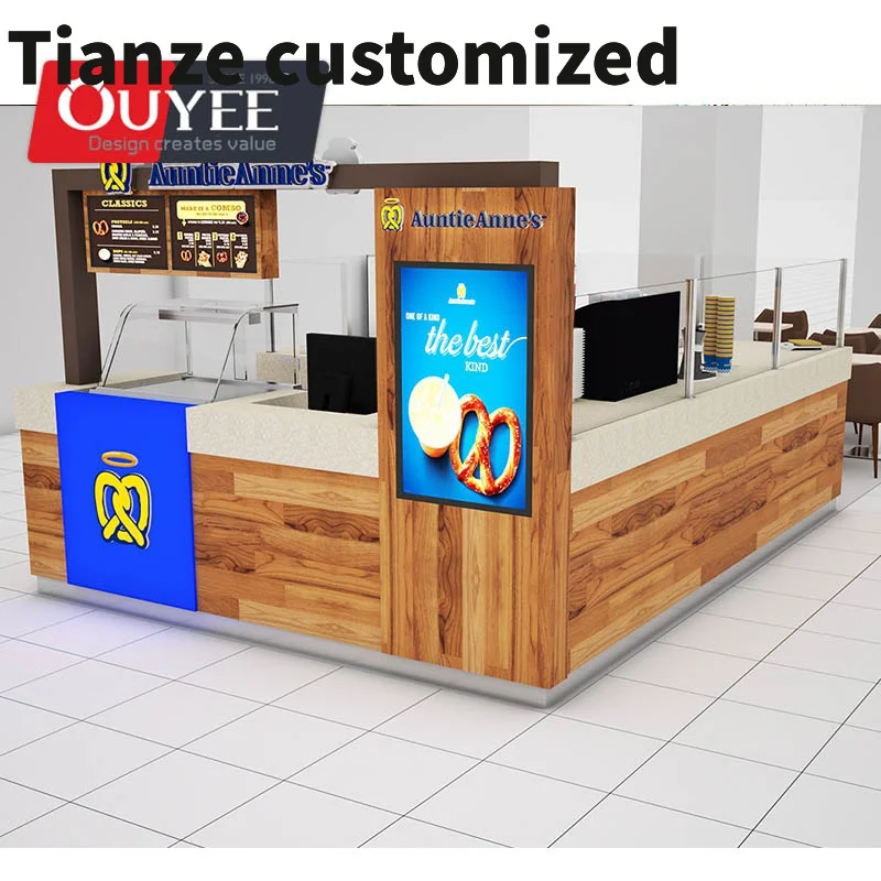 Customized-Shopping Mall Soft Drink Selling Station With Unique Customized Milk Tea Shop Display Kiosk