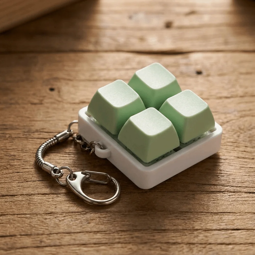 Square 4 Buttons Keyboard Key Chain Macaron Color Mini 2x2 Keyboard Fidget Easy To Press Fidget Clicker Bag Charms Office