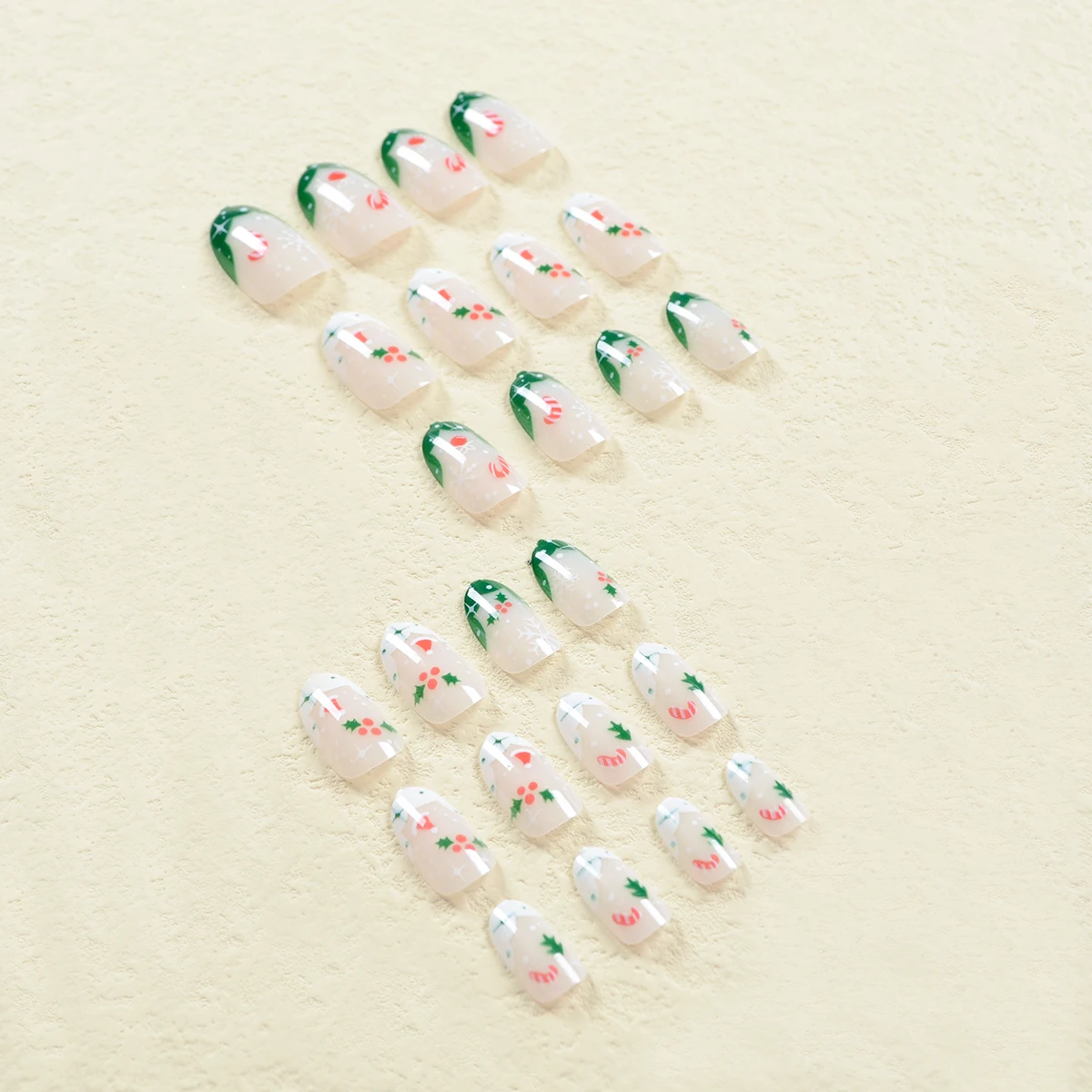 

24 Pieces Round Head Pointed Nail Patch Christmas Series Cute Christmas Stocking Crutch Snowflake Pattern Wear Armor Set