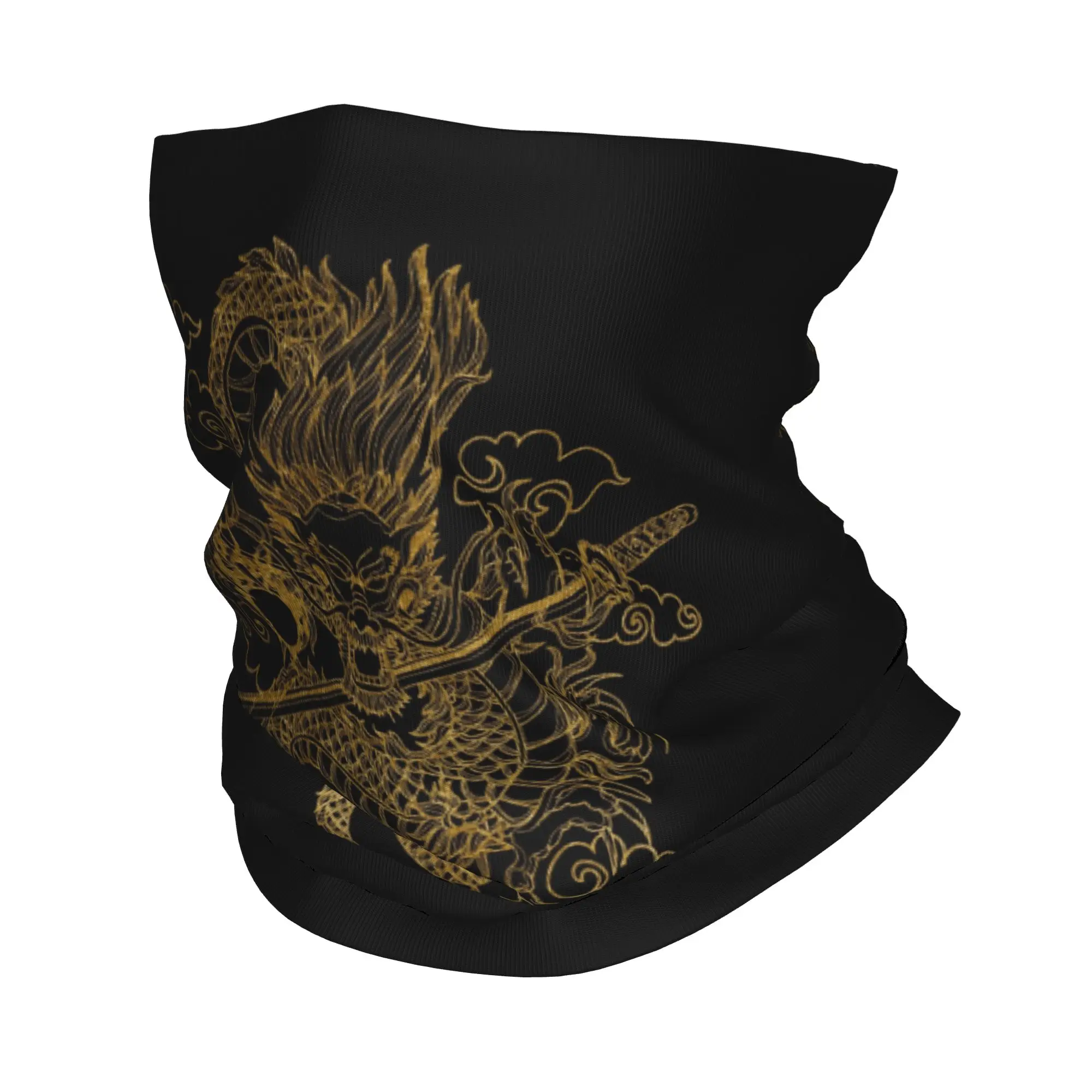 Custom Gold Chinese Dragon Totem Bandana Neck Gaiter UV Protection Face Scarf Cover Women Men Tradition Asian Mythology Headband