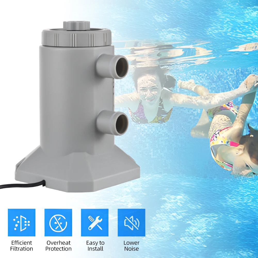 Cartridge Filter Pump 55W 250L/H Flow Rate Low Noise Improved Filtration Water Filter Pump Cartridge for Above Ground Pools