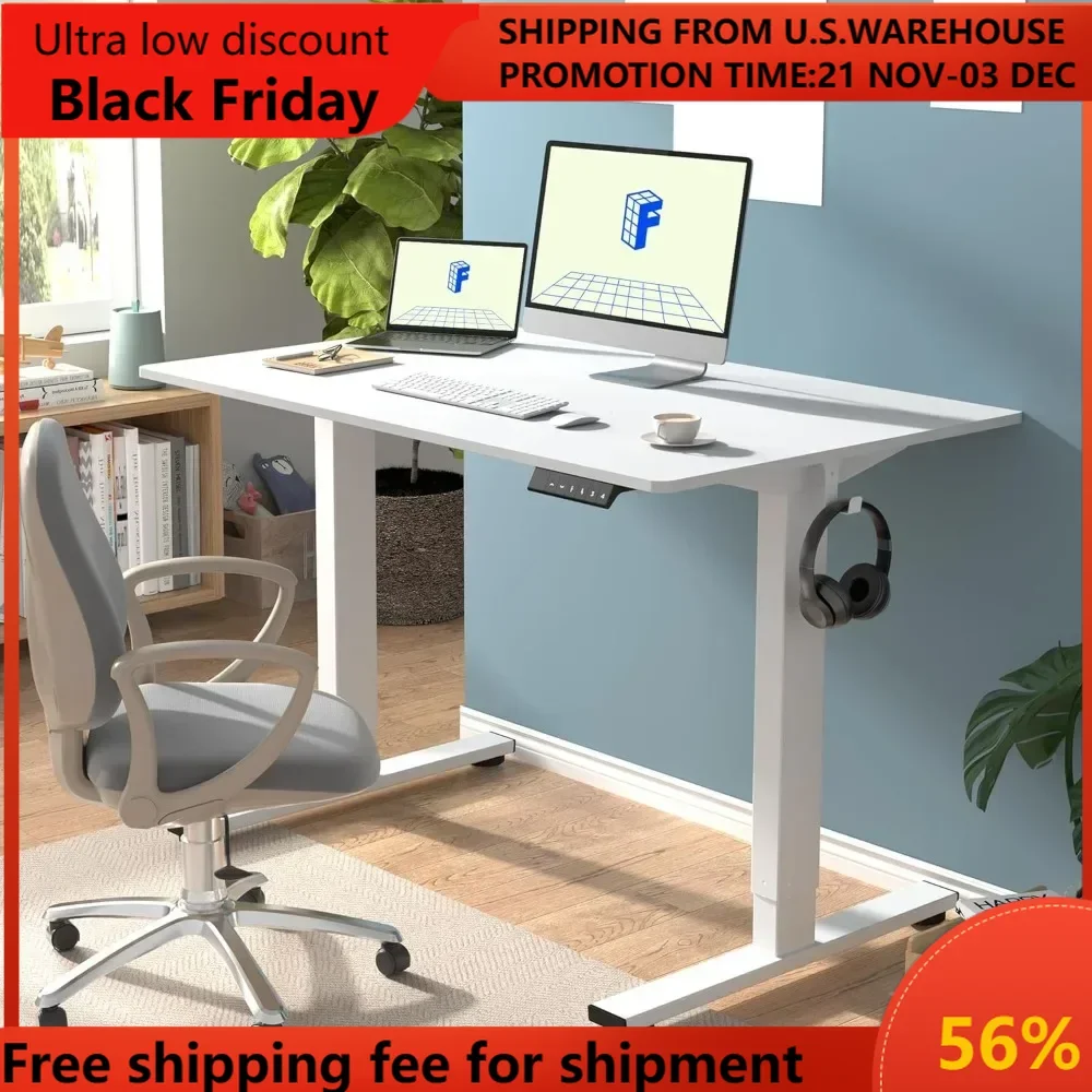 Electric Standing Desk Whole Piece 48 x 30 Inch Desktop Adjustable Height Desk Home Office Computer Workstation Sit Stand