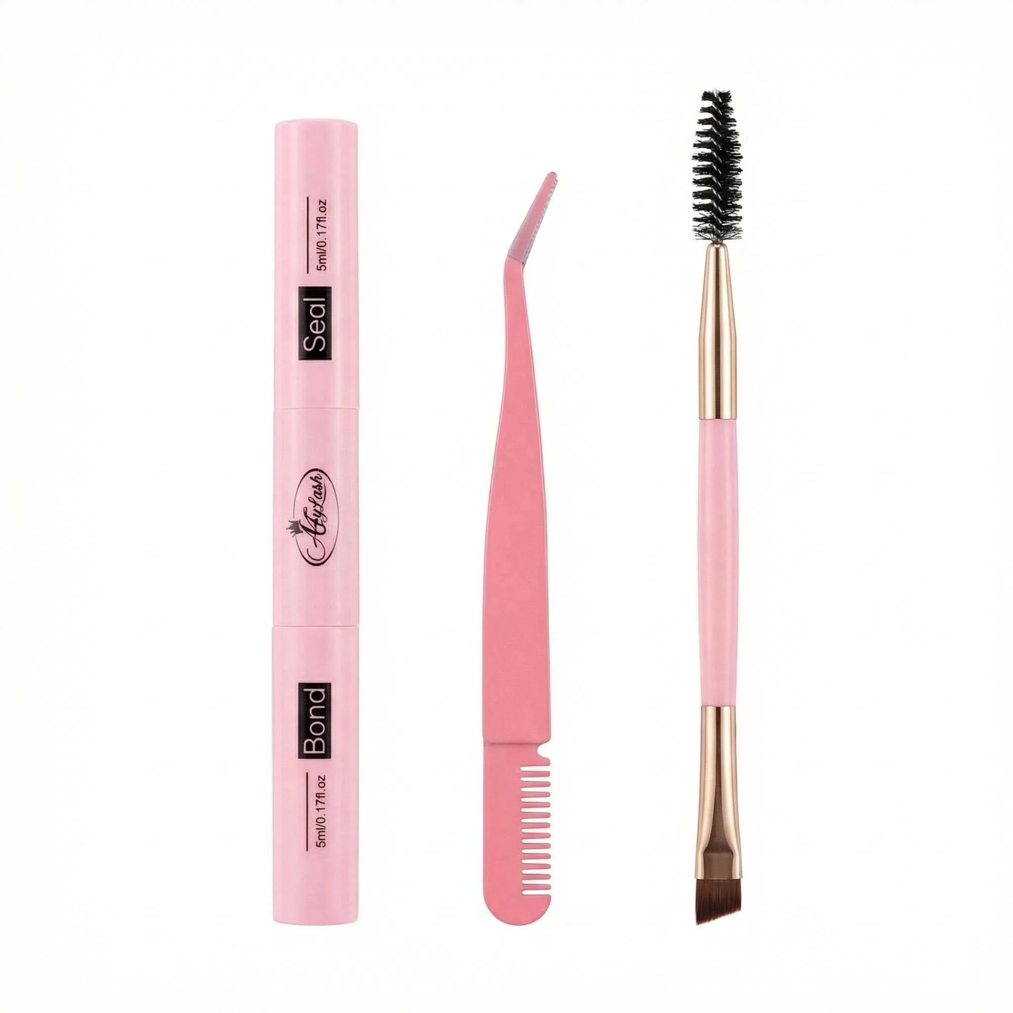Wimpernverlängerungs-Set, 3-teiliges Wimpernkleber-Set & Versiegelungsmittel, Wimpernpinzette, doppelseitige Augenbrauen- und Wimpernbürste, professionelles Applikationswerkzeug für künstliche Wimpern