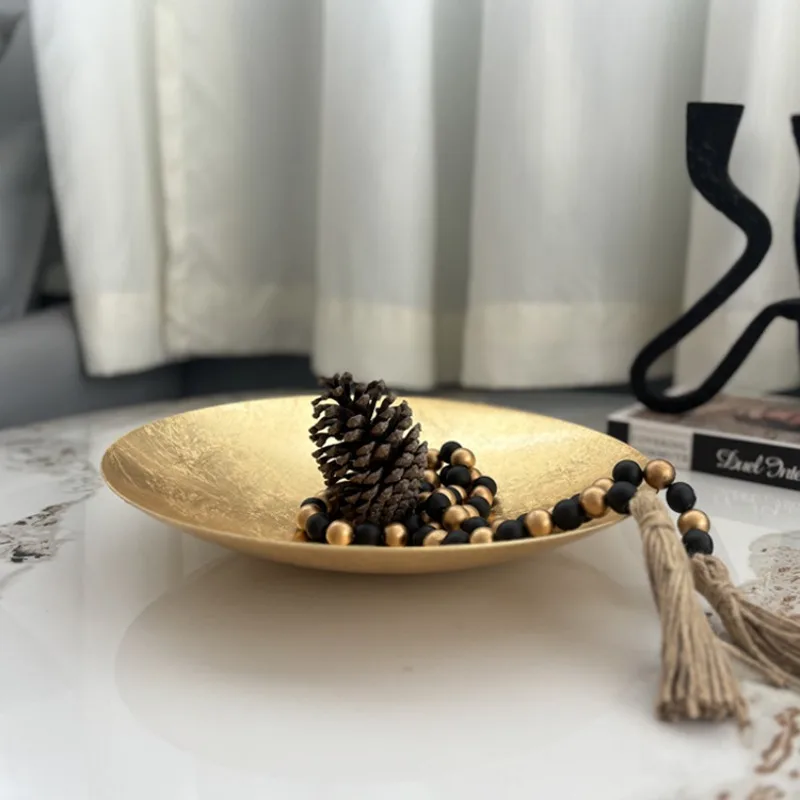 Imported brass, Song-style aesthetics, zen fruit plate, high-end office art, tea room, new Chinese-style zen ornaments