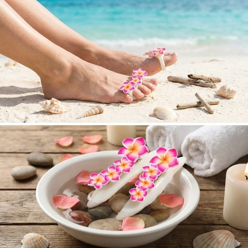 2PCS Flower Toe Separators Pearl Anti Sticking Toe Spacers for Nail Polish Soft Silicone Nail Painting Toe Splitter