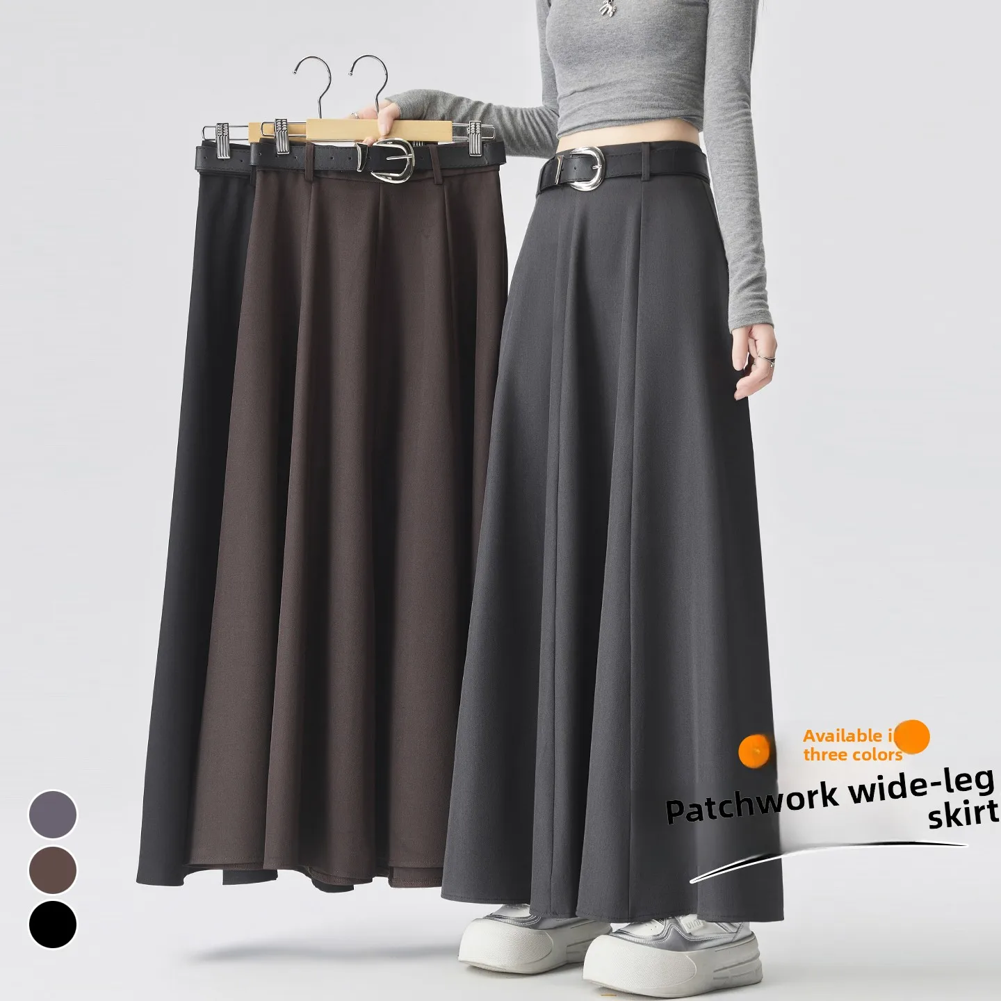 Hebe Style High Waist Black Suit Skirt Women's Autumn 2026 Long A-Line Midi Skirt Elegant Umbrella Skirt Korean Version