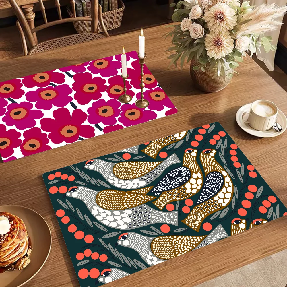 Marimekko-U-Unikko Flowers Quick Drying Dish Mat Printed Kitchen Non-slip Cup Pad Drain Mats Dinnerware Cup Bottle Placemat