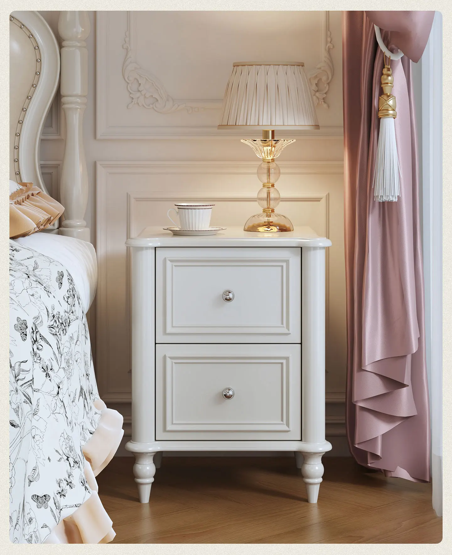 For Bedside Table Bedroom Small Unit Bedside Side Cabinet Cream Wind