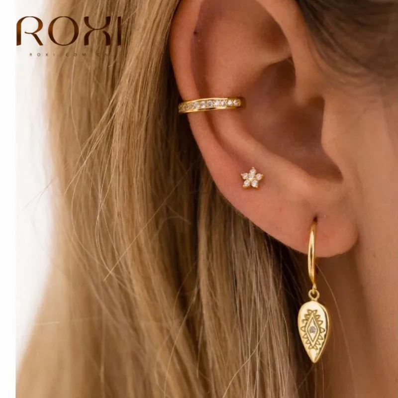 ROXI 925 Sterling Silver Small Ear Cuff  Clip on Earrings for Women Non Pierced Earrings Geometric C Shape Earcuff Wrap Earrings