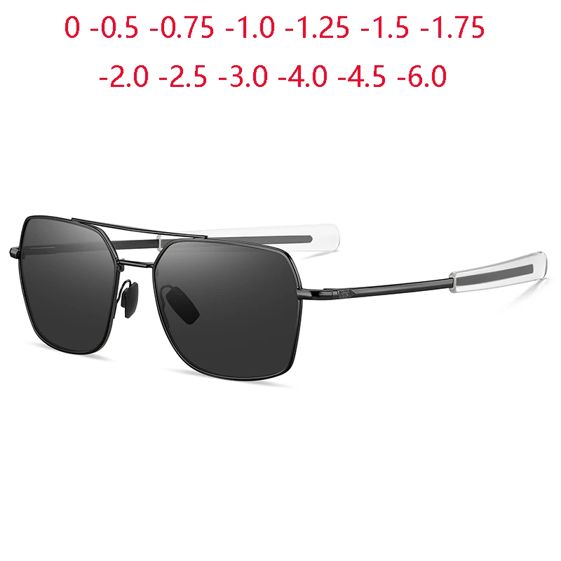Classic Men Polarized Myopia Prescription Sunglasses Fashion Big Frame Alloy UV400 Glasses Optics Eyewear 0 -0.5 -0.75  To -6.0