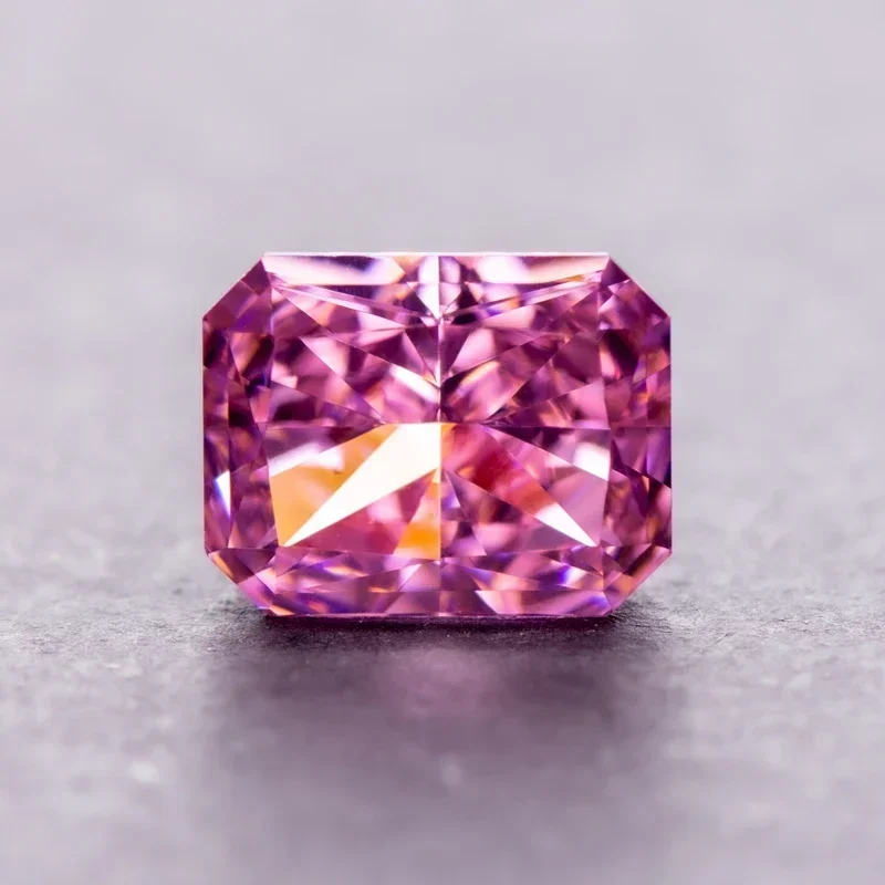 

Cubic Zirconia Radiant Shape Pink Color 5A Grade 4k Crushed Ice Cut Charm Stone for DIY Jewelry Creation Ring Materials