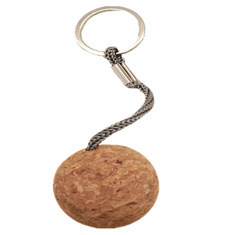 Creative 35mm Round Floating Cork Ball Keychian Float Kayak Rope Buoyant Key Ring Floating Cork Ball Sailing Keychian