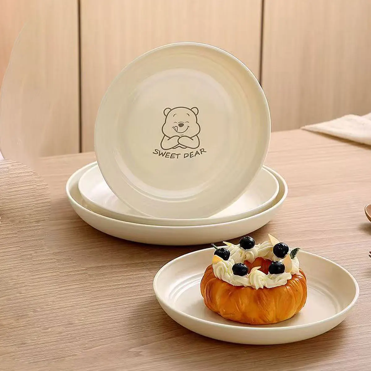 Plastic Round Plate, Thickened, Food-Grade, Microwaveable, Vegetable Plate, Breakfast Plate, Commercial Use, Shatter-Resistant, Cake, Snack, Fruit Plate, 4Pcs