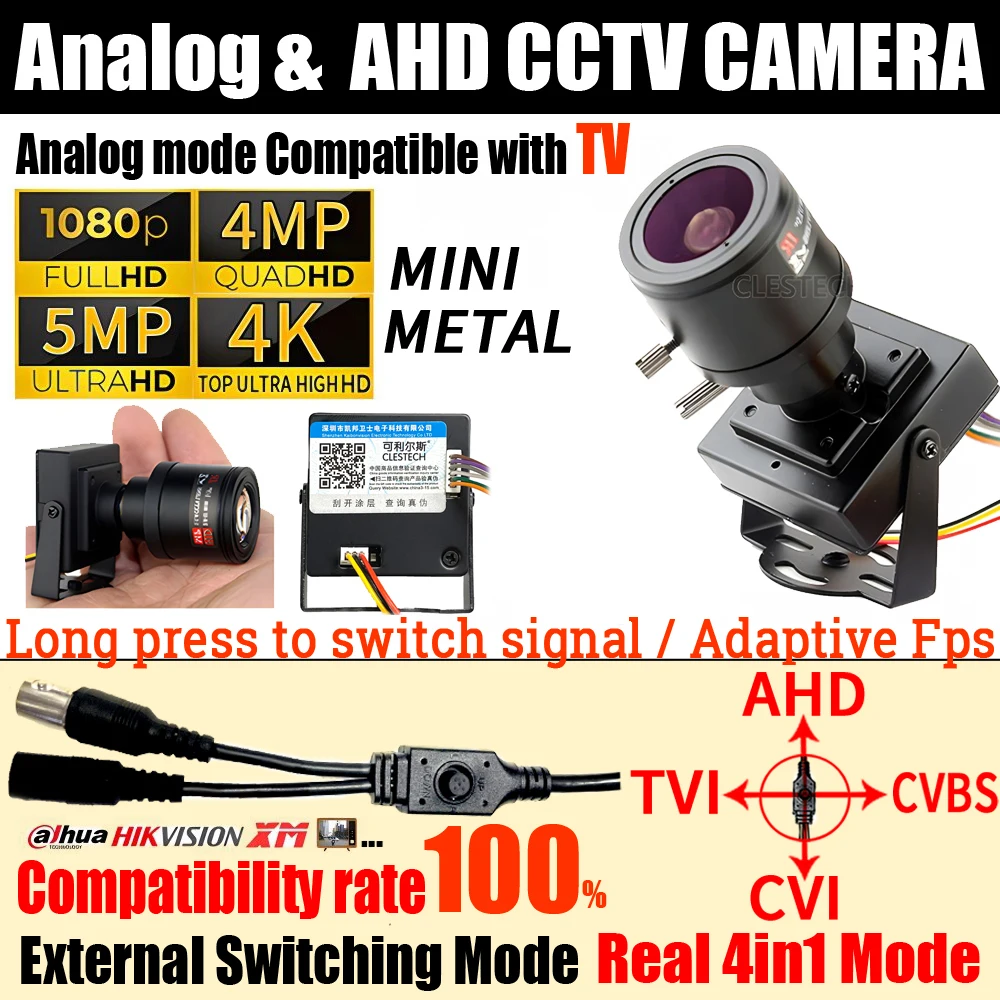 

5MP 2.8-12mm Manual Focusing 8MP 4MP 2MP TVl/CVl/CVBS 4in1 HD CCTV AHD Mini Zoom Camera OSD Switch Super Micro Small Monitor 4K