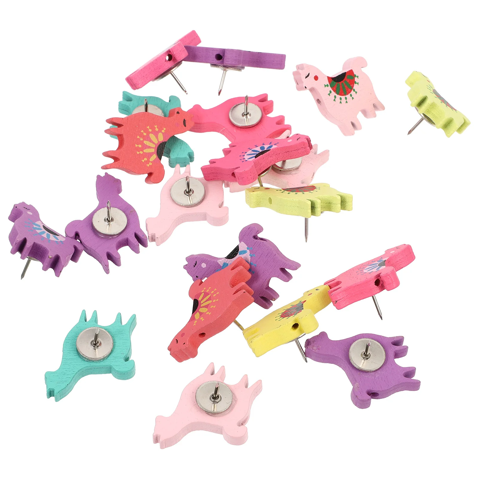 Punaises décoratives en bois d'alpaga, 20 pièces, pour tableaux d'affichage, cartes, Photos, punaises colorées, boîte de rangement incluse